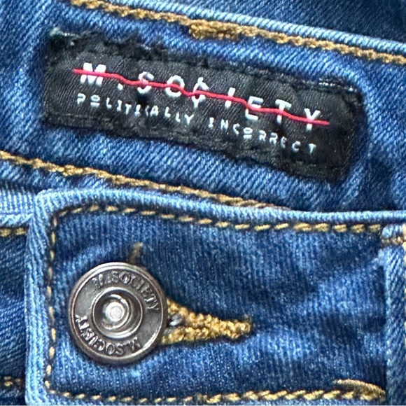 👖🎸 M. SOCIETY Politically Incorrect Skinny Jeans | Distressed Grunge Sz 14/26P - Picture 3 of 5